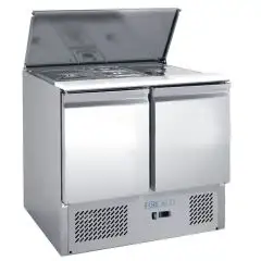 KÜHL-SALADETTE AUS EDELSTAHL AISI 201 - Mod. G-S900 FC - STATISCHE KÜHLUNG - GASTRONORM 1/1 (53 x 32,5 cm) - 2 KÜHLTÜREN - TEMPERATUR: +2°/+8°C - Abmessungen in cm (B x T x H): 90 x 70 x 85 - EG-Norm