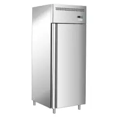 KÜHLSCHRANK AUS EDELSTAHL AISI 201 - FÜR SNACKS - STATISCHE KÜHLUNG - Mod. G-SNACK400BT-FC - Bruttokapazität: 429 LITER - 1 TÜR - TEMPERATUR: -18º/-22ºC - Abmessungen in cm. (B x T x H): 68 x 71 x 201 - EG-NORM
