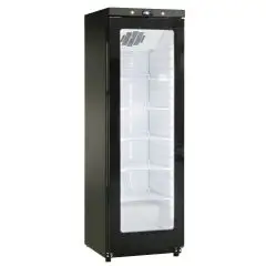 Kühlschrank - Mod GN 400 G TN BLK - Statisch mit Rührwerk - Gastronorm 2/1 (cm 65 x 53) - 1 Glastür - Kapazität 400 L - Temperatur +2°/+10° C - Maße cm B 60 x T 62,5 x H 186