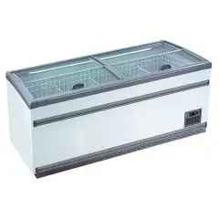 KÜHLVITRINE - Mod POLO 21 - DIGITALES THERMOMETER - AUTOMATISCHE ENTSCHLUNGUNG - KAPAZITÄT LT 850 - TEMPERATUR -18°/-21°C - PRODUKTMAßE (BxTxH) cm 210 x 85 x 87 - CE-Norm