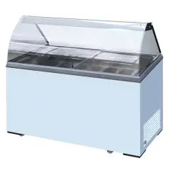 EISVITRINE - Mod KEG 7 - TEMPERATUR -13°/-23° C - KAPAZITÄT Lt 381 - PRODUKTMAßE (BxTxH) cm 130,5 x 63,5 x 124 - GEWICHT Kg 105 - CE-NORM