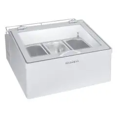 THEKENAUSLAGE FÜR HAUSGEMACHTES EIS - MOD. ICE POINT 3.0 - KAPAZITÄT 10 L - STATISCHE KÜHLUNG - TEMPERATUR -10° / -22° C - ABMESSUNGEN cm B 64,7 x T 71,5 x H 35,5