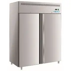 Kühlschrank aus Edelstahl AISI 201 - Mod M-GN1410TN-FC - Gastronorm 2/1 (65 x 53 cm) - Belüftet - 2 Glastür - Fassungsvermögen 1300 Liter - Temperatur 0°/+8°C - Produktmaße (BxTxH) cm 148 x 83 x 201