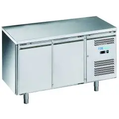 Kühltisch aus edelstahl AISI 201 - Mod M-GN2100BT-FC - Gastronorm 1/1 (cm 53 x 32,5) - Belüftet - 2 Türen - Bruttokapazität Lt 282 - Temperatur -18°/- 22°C - AProduktmaße (BxTxH) cm 136 x 70 x 85
