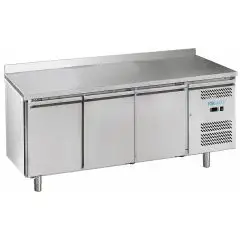 Kühltisch mit aufkantung aus edelstahl AISI 201 - Mod M-GN3200BT-FC - Gastronorm 1/1 (53 x 32,5 cm) - Belüftet - 3 Türen - Bruttokapazität Lt 417 - Temperatur -18°/- 22°C - Produktmaße (BxTxH) cm 179,5 x 70 x 95
