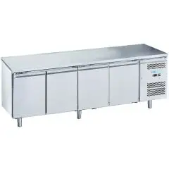 Kühltisch aus edelstahl AISI 201 - Mod M-GN4100BT-FC - Gastronorm 1/1 (cm 53 x 32,5) - Belüftet - 4 Türen - Bruttokapazität Lt 553 - Temperatur -18°/-22°C - Produktmaße (BxTxH) cm 223 x 70 x 85