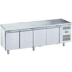 Kühltisch aus edelstahl AISI 201 - Mod M-GN4100TN-FC - Gastronorm 1/1 (cm 53 x 32,5) - Belüftet - 4 Türen - Bruttokapazität Lt 553 - Temperatur +2°/+8°C - Produktmaße (BxTxH) cm 223 x 70 x 85