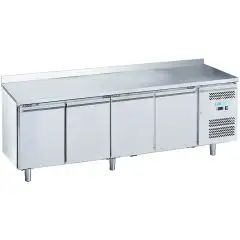 Kühltisch mit aufkantung aus edelstahl AISI 201 - Mod M-GN4200TN-FC - Gastronorm 1/1 (53 x 32,5 cm) - Belüftet - 4 Türen - Bruttokapazität Lt 553 - Temperatur +2°/+8°C - Produktmaße (BxTxH) cm 223 x 70 x 95