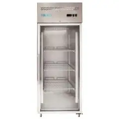 Kühlschrank aus Edelstahl AISI 201 - Mod M-GN650TNG-FC - Gastronorm 2/1 (65 x 53 cm) - Belüftet - 1 Glastür - Fassungsvermögen 650 Liter - Temperatur 0°/+8°C - Produktmaße (BxTxH) cm 74 x 83 x 201