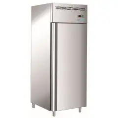 Kühlschrank aus Edelstahl AISI 201 - Mod M-GNH610TN-FC - Gastronorm 2/1 (65 x 53 cm) - Ventiliert - 1 Tür - Bruttokapazität 605 Liter - Temperatur 0° / +8°C - Produktmaße (BxTxH) cm 72,6 x 86,4 x 215