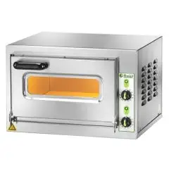 ELEKTRO-PIZZAOFEN - Mod MICROV18C - 1 Backkammer - Schamottsteinboden - Backkammermaße in cm B 40,5 x T 40,5 x H 18 - Anzahl Pizzen insgesamt 1 (Ø cm 33) - Leistung 2,2 kW - Einphasig