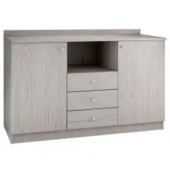 SERVIERSCHRANK - Eiche furniert, gebleicht - MOD. ML3204SS - 2 TÜREN - 3 Schubladen + offenes Gefach - Abmessungen in cm (B x T x H): 136 x 48 x 95