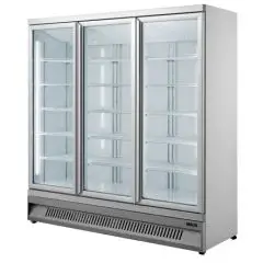 KÜHLVITRINE FÜR GETRÄNKE - BELÜFTET - Mod OT188VP3 - KAPAZITÄT 1530 L - 3 GLASTÜREN - TEMPERATUR 0°/+10°C - PRODUKTMAßE (BxTxH) cm 188 x 71 x 199,7 - CE-NORM