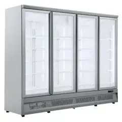 KÜHLVITRINE FÜR GETRÄNKE - BELÜFTET - Mod. OT250VP4 - KAPAZITÄT Lt 2060 - N. 4 GLASTÜREN - TEMPERATUR 0°/+10°C - PRODUKTMAßE (BxTxH) cm 250,8 x 71 x 199,7 - CE-NORM