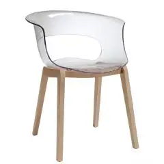 STUHL / SESSEL "NATURAL MISS B ANTISHOCK" - MOD. 2800 - SITZSCHALE AUS POLYCARBONAT - STUHLBEINE AUS BUCHE NATUR - FÜR DEN INNENBEREICH GEEIGNET - MONTAGE NOTWENDIG - ABMESSUNGEN IN CM (BxTxH): 58 x 60 x 77 - CE-KENNZEICHNUNG