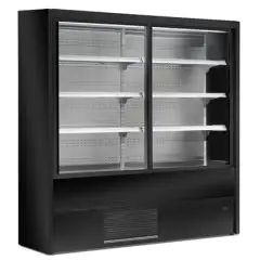 SELBSTBEDIENUNG, GEK&Uuml;HLTES WANDMONTIERTES DISPLAY &ndash; BEL&Uuml;FTET &ndash; TEMPERATUR &deg;C +0/+2 &ndash; F&Uuml;R GETR&Auml;NKE, MILCHPRODUKTE, VORVERPACKTE PRODUKTE &ndash; MOD. OLIMPO OI W &ndash; MIT SCHIEBET&Uuml;REN &ndash; MIT GERADEN REGALEN