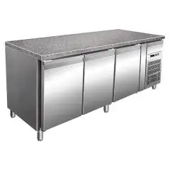 KÜHLTISCH AUS EDELSTAHL AISI 304 - KONDITOREI - BELÜFTET - Mod. G-PA2000TNGR7 - GRANITPLATTE - 3 TÜREN - BRUTTO-KAPAZITÄT 613 LITER - TEMPERATUR -2°/+8°C - PRODUKTMAßE (BxTxH) cm 200,5 x 80 x 87 - CE-Norm