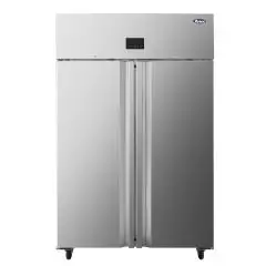 EDELSTAHL-KÜHLSCHRANK - Mod PBF80RS - ENERGIEEFFIZIENZKLASSE A - UMLUFTKÜHLUNG - GASTRONORM 2/1 (65x53 cm) - KAPAZITÄT 1235 L - 2 TÜREN - TEMPERATUR -2°/+8°C - Produktmaße (BxTxH) cm 137,4 x 83 x 206,5