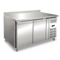Kühltisch mit Aufkantung - Edelstahl AISI 304 - für Konditoreien - Umluftkühlung - Mod. RVZ2200TN - 2 Türen - Nutzvolumen: 428 Liter - Temperaturberereich: -2°/+8°C - Produktmaße (B x T x H): 151 x 80 x 96 - CE-Kennzeichnung