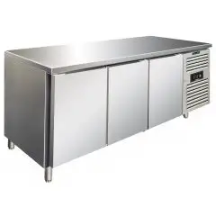 Kühltisch - Edelstahl AISI 304 - für Konditoreien - Umluftkühlung - Mod PXF3100TN - 3 Türen - Nutzvolumen: 635 Liter - Temperaturberereich: +2°/+8°C - Produktmaße (B x T x H): 202 x 80 x 86