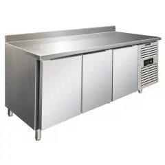 Kühltisch mit Aufkantung - Edelstahl AISI 304 - für Konditoreien - Umluftkühlung - Mod PXF3200TN - 3 Türen - Nutzvolumen: 635 Liter - Temperaturberereich: +2°/+8°C - Produktmaße (B x T x H): 202 x 80 x 96