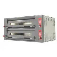 ELEKTRO-OFEN FÜR PIZZA - Modell SILAR 12L D - Nr. 2 Kammern - Refraktorboden oder komplett refraktäre Kammer - Kammerabmessungen: cm B 105 x T 70 x 15 h - Anzahl der Pizzen 6 + 6 (Ø cm 30/34) - Leistung 18,00 kW - CE-Norm