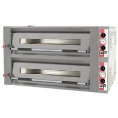 ELEKTRISCHER MECHANISCHER PIZZAOFEN - Mod SILAR 8 M - 2 Kammern - Feuerfester Boden oder vollständig feuerfeste Kammer - Kammerabmessungen (BxTxH) cm 70 x 70 x 15 - Anzahl der Pizzen 4 + 4 (Ø 30/34 cm) - Leistung 13,20 kW - CE-Norm