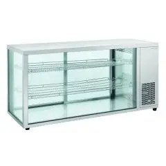 Tischkühlvitrine snack – Mod RC 980 – Temperatur 0 °C/+12 °C – 2 Regale – hintere Schiebetüren – Maße cm B 144 x T 52,4 x H 73,5
