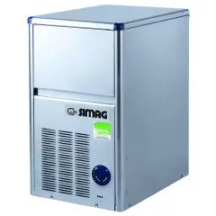 EISBEREITER FÜR HOHLEISWÜRFEL - Mod SEI18 - BEHÄLTERKAPAZITÄT Kg 4 - PRODUKTION MIT LUFTMOTOR BIS ZU 19/24 h kg - PRODUKTION MIT WASSERMOTOR BIS ZU 17/24 h kg - Abmessungen cm B 33,4 x T 45,7 x H 55,2/57,2