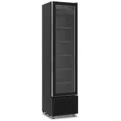 SCHWARZES LACKIERTES BLECH-KÜHLERSCHRANK - FÜR GETRÄNKE - BELÜFTET - Mod MILS COOLER 225V N - KAPAZITÄT 221 L - 1 GLASTÜR - TEMPERATUR +1/+9°C - PRODUKTMAßE (BxTxH) cm 45 x 49,7 x 188,1 - CE-NORM