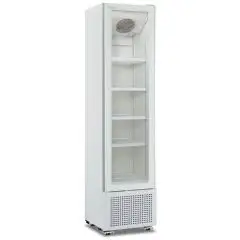 WEIßES LACKIERTES BLECH-KÜHLERSCHRANK - FÜR GETRÄNKE - BELÜFTET - Mod MILS COOLER 225V B - KAPAZITÄT 221 L - 1 GLASTÜR - TEMPERATUR +1/+9°C - PRODUKTMAßE (BxTxH) cm 45 x 49,7 x 188,1 - CE-NORM