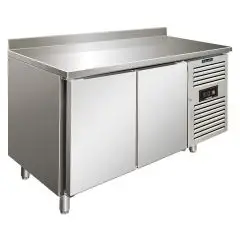 Tiefkühltisch mit Aufkantung - Edelstahl AISI 304 - Umluftkühlung - Mod SNACK 2200 TNF - 2 Türen - Nutzvolumen: 260,3 Liter - Temperaturberereich: -2°/+8°C - Produktmaße (B x T x H): 136 x 60 x 96