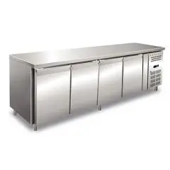 Tiefkühltisch - Edelstahl AISI 304 - BELÜFTET - Mod UOCEM4100BT - 4 TÜREN - KAPAZITÄT 511 Liter - TEMPERATUR -10°/-20°C - Produktmaße (BxTxH) cm 223 x 60 x 86 - CE-Norm