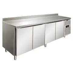 Tiefkühltisch mit Aufkantung - Edelstahl AISI 304 - Umluftkühlung - Mod SNACK 4200 BTF - 4 Türen - Nutzvolumen: 511 Liter - Temperaturberereich: -18°/-22°C - Produktmaße (B x T x H): 223 x 60 x 96