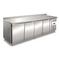Tiefkühltisch mit Aufkantung - Edelstahl AISI 304 - BELÜFTET - Mod UOCEM4200BT - 4 TÜREN - KAPAZITÄT 511 Liter - TEMPERATUR -10°/-20°C - Produktmaße (BxTxH) cm 223 x 60 x 96 - CE-Norm