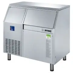 FLOCKENEISBEREITER - Modell SPH 120 - BEHÄLTERKAPAZITÄT: 55 kg - PRODUKTION MIT LUFTGEKÜHLTEM MOTOR: bis zu 120 kg/24 Std. - PRODUKTION MIT WASSERGEKÜHLTEM MOTOR: bis zu 120 kg/24 Std. - Maße: B 92 x T 59,4 x H 77,8/88 cm