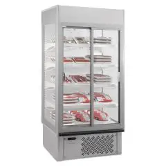 WANDKÜHLREGAL FÜR WURSTWAREN UND MILCHPRODUKTE - MODELL SUPER SUNNY 14 GLASS - KAPAZITÄT 940 LITER - TEMPERATUR 0°/+10°C - BELÜFTET - ABMESSUNGEN 133,5 cm B x 73,7 cm T x 198,7 cm H - CE-Norm