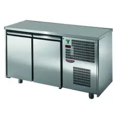 KÜHLTISCH AUS EDELSTAHL AISI 304 - Mod. UG02M60 - UMLUFTKÜHLUNG -  2 TÜREN - TEMPERATUR 0°/+10°C - Abmessungen in cm (B x T x H): 146 x 60 x 85/92 -CE-Kennzeichnung