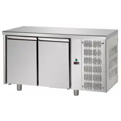 KÜHLTISCH AUS EDELSTAHL AISI 304 - UMLUFTKÜHLUNG - Mod. UG02MGN - GASTRONORM 1/1 -  2 TÜREN - TEMPERATUR 0°/+10°C - Abmessungen in cm (B x T x H): 142 x 70 x 85/92 -CE-Kennzeichnung