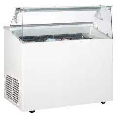 Eistheke - Mod. VETRINA TP 6 - Fassungsvermögen: 246 Liter - Temperaturbereich: - 15 °C / -20 °C - Produktmaße in cm (B x T x H): 120 x 67,3 x 117,5 - CE-Kennzeichnung
