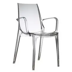STUHL "VANITY" - MOD. 2654 - STRUKTUR AUS POLYCARBONAT MIT ARMLEHNEN - FÜR DEN INNEN-UND AUSSENBEREICH GEEIGNET - STAPELBAR - ABMESSUNGEN IN CM (BxTxH): 57 x 55 x 88 - CE-KENNZEICHNUNG
