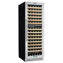 WEINKÜHLSCHRANK - MOD. G-VI180D - Belüftet - Temperatur +5°/+12°C / +12°/+20°C - 1 Glastür - Schwarze lackierte Blechstruktur - Bruttokapazität Lt. 379 - Leistung W 160 - Stromversorgung 220-240V/1/50Hz - Produktmaße (BxTxH) cm 71 x 59,5 x 172