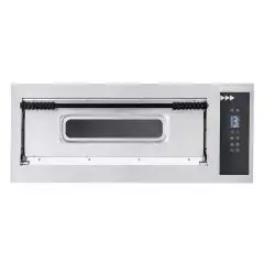 ELEKTRO-PIZZAOFEN - DIGITALE BEDIENUNG - Mod. BASIC 6/D - 1 Backkammer - Schamottsteinboden - Backkammermaße in cm (BxTxH): 66 x 99 x 14 - Anzahl Pizzen insgesamt 6 (Ø cm 32) - Leistung 7,2 Kw - CE-Norm