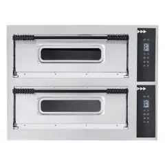 ELEKTRO-PIZZAOFEN - DIGITALE BEDIENUNG - Mod. BASIC XL44/D - 2 Backkammern - Schamottsteinboden - Backkammermaße in cm (BxTxH): 72 x72 x 14 - Anzahl Pizzen insgesamt 4 + 4 (Ø cm 35) - Leistung 12 Kw - CE-Norm