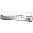 KÜHLVITRINE  GN 1/3 - STATISCHE KÜHLUNG - Mod. VR3 203 VD - FLACHE SCHEIBEN - ABMESSUNGEN in cm (B x T x H): 203 X 38,7 X 45,7 - KAPAZITÄT: 8 BECHER -CE-Kennzeichnung