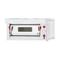 ELEKTRO-PIZZAOFEN - Mod. T1A/I - 1 Backfläche aus feuerfestem Material - Innenmaße der Backkammer in cm (BxTxH): 61 x 62 x 15 - Anzahl Pizzen insgesamt: 4 (Ø cm 30) - Kapazität: 1 Backblech (cm 60x40) - max.Leistung: Kw 4 - EG-Norm