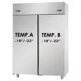 KÜHLSCHRANK AUS EDELSTAHL AISI 304 - Mod BG12ENN - UMLUFTKÜHLUNG - KOMBI BT+BT - NUTZVOLUMEN LT 1150 -  2 TÜREN - TEMPERATUR -18°/-22°C - Abmessungen in cm (B x T x H):  142 x 70 x 203/210 -CE-Kennzeichnung
