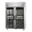 KÜHLSCHRANK AUS EDELSTAHL AISI 304 - Mod BG12ENNPV - UMLUFTKÜHLUNG - KOMBI BT+BT - NUTZVOLUMEN LT 1150 -  2 GLASTÜREN - TEMPERATUR -18°/-22°C - Abmessungen in cm (B x T x H): 142 x 70 x 203/210 -CE-Kennzeichnung