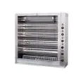 Vertikaler Hähnchengrill - Gas- Mod. ELBA36/PG - Kapazität: 36 Hähnchen - 6 Spieße aus Edelstahl 12 x 12 mm, Länge: 96 cm - Brenner mit Sicherheitsventil und Schamottsteinen - Energieregler - Anschlusswerte: 230 V Einphasenwechselstrom- Leistung 90 W - Le