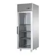 KÜHLSCHRANK AUS EDELSTAHL AISI 304 - Mod BG07EBTPV - UMLUFTKÜHLUNG - GASTRONORM 2/1 - NUTZVOLUMEN LT 700 - 1 GLASTÜR - TEMPERATUR -18°/-22°C - Abmessungen in cm (B x T x H): 71 x 80 x 203/210 -CE-Kennzeichnung
